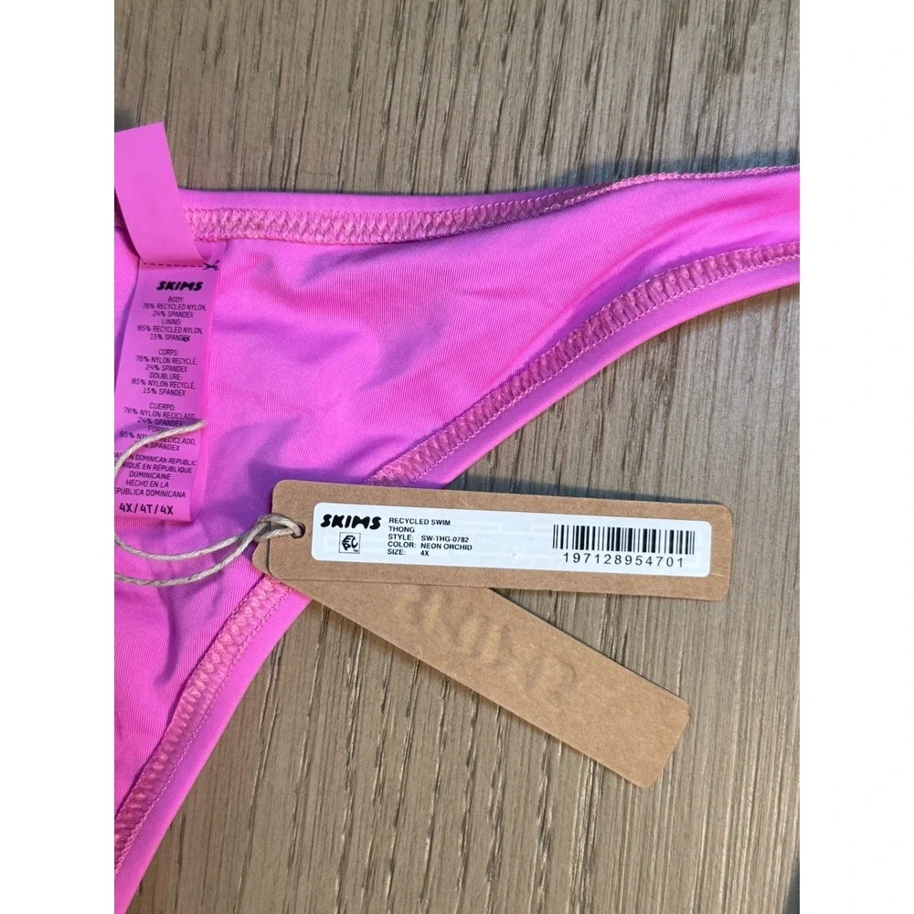 Skims Recycled Swim Thong Bikini Bottom 4X NWT Neon Orchid
